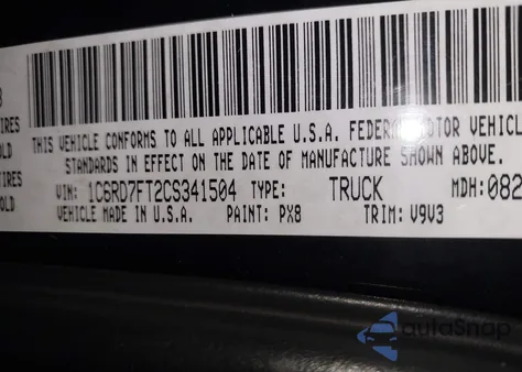 2012 Ram 1500 St from USA, damaged, VIN 1C6RD7FT2CS341504